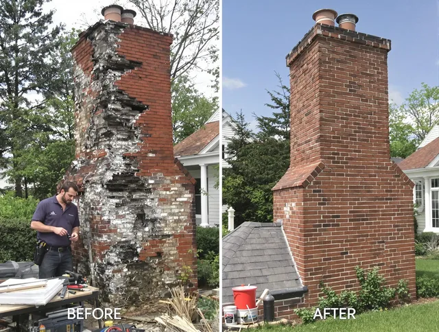 Lancaster Chimney Sweep performing a full chimney restoration in Lancaster, OH