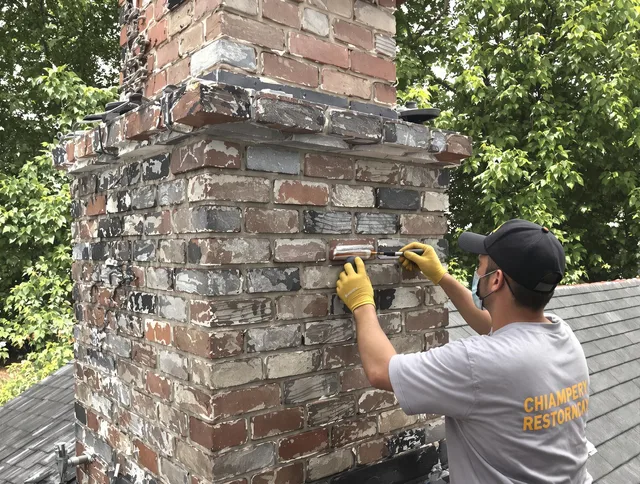 In-progress chimney restoration by Lancaster Chimney Sweep in Lancaster, OH