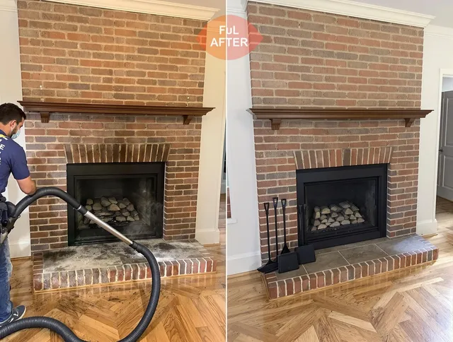 Lancaster Chimney Sweep carefully sanitizing a fireplace in Lancaster, OH